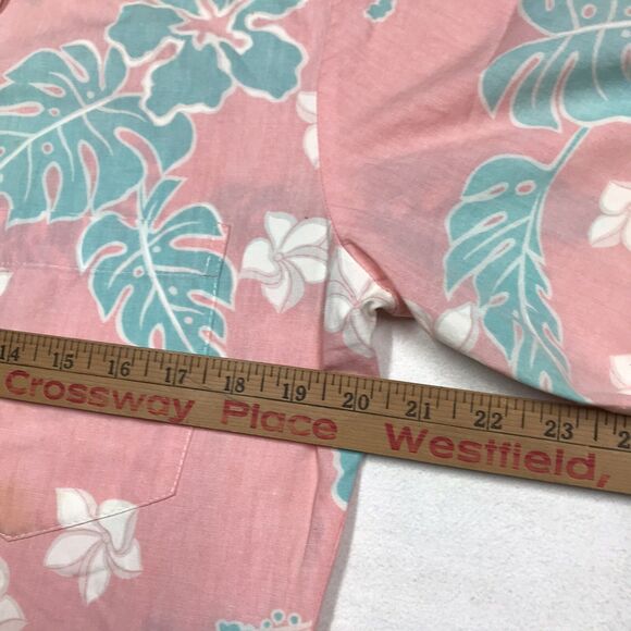 Vintage 90s KALAHEO Hawaiian Shirt Men S Pink Reverse Floral Palms Beach USA - Picture 16 of 16